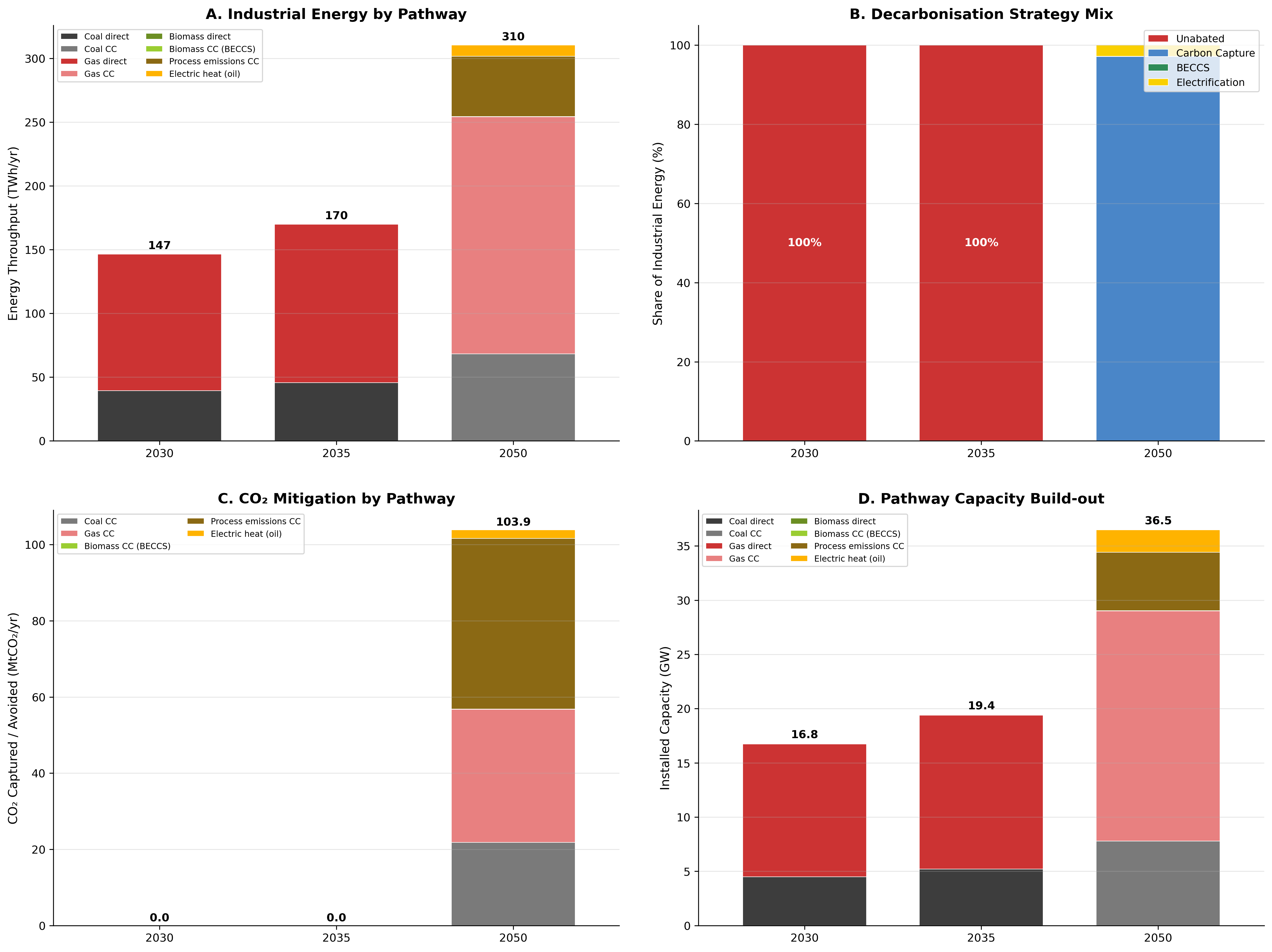Industrial decarbonisation pathways across horizons